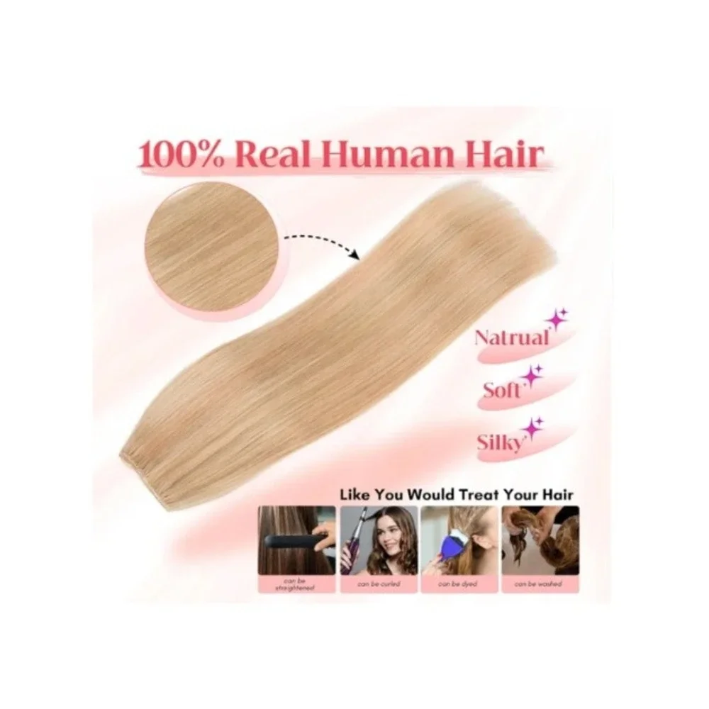 Rich Choices 18in Halo Hair Extensions Remy Human Hair Ash Blonde 18P613
